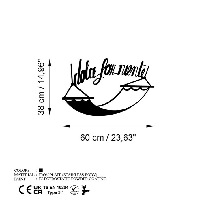 Wallity Dolce Far Niente 5 - Escultura de pared de metal negra